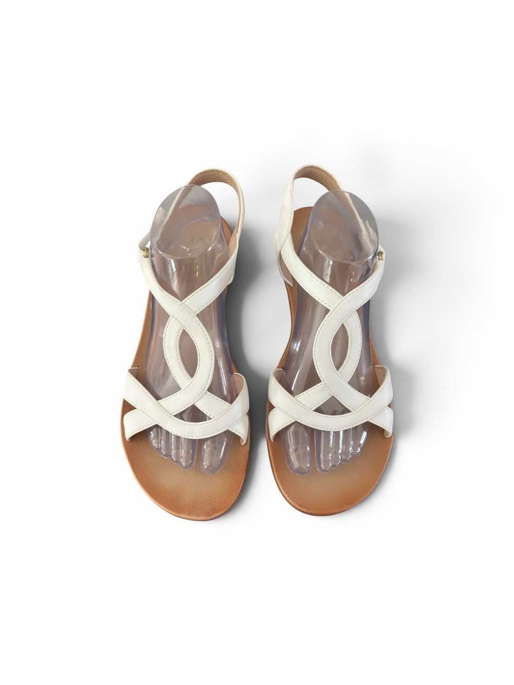 SOUL Naturalizer Solo Women's Sandals Size 12 White With Gold Accents Comfort
